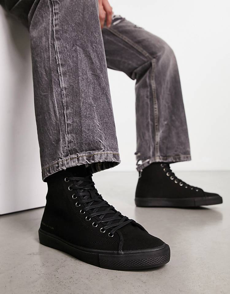 AllSaints Bryce high top sneakers in black